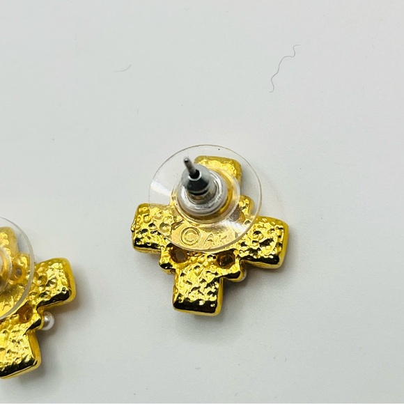 Anne Klein Gold tone faux pearl and Multicolor Earrings - Picture 4 of 5